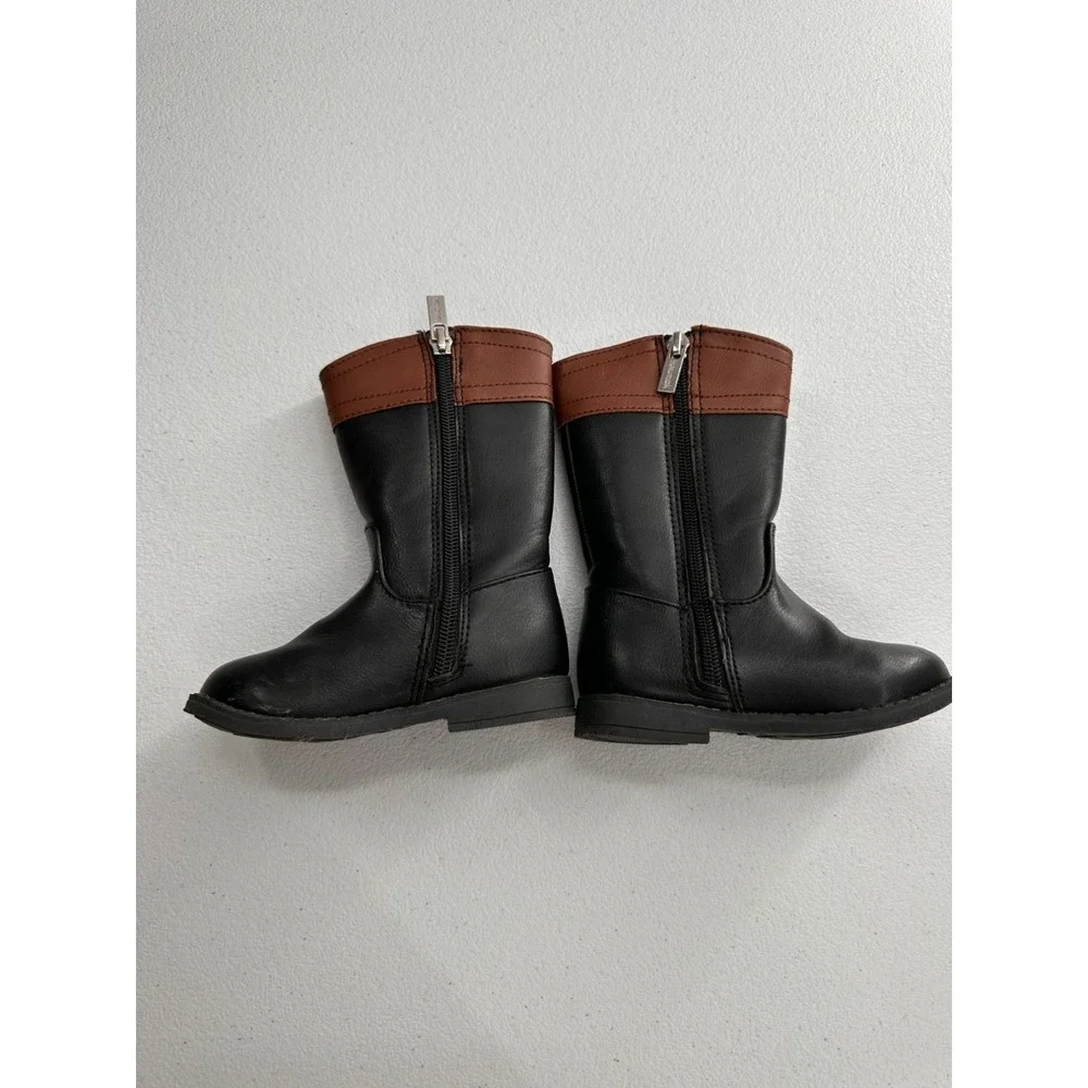 Nautica Kids Size 6 Black Brown Riding‎ Boots Decorative Metallic Ring Western